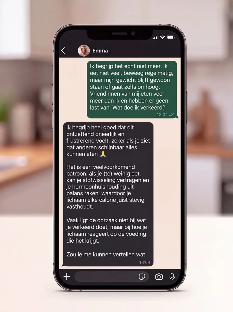 Voorbeeld van een bestaand WhatsApp-gesprek met Emma